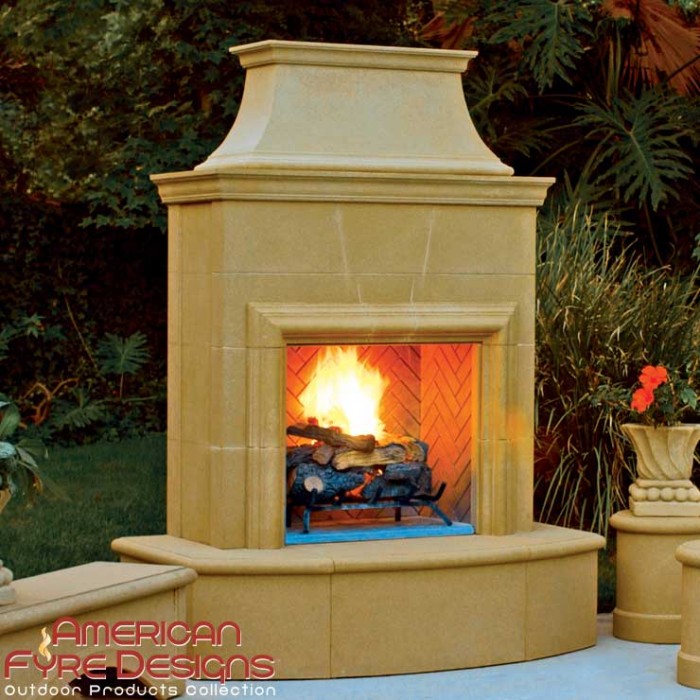 American Fyre Designs Petite Cordova Charred Frontier Oak Outdoor Fireplace - 025-01-N-CB-RBC / CHFR-18 / G10-18-SS-N 